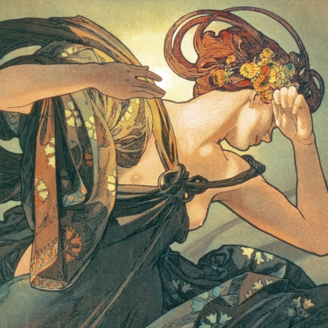 Note kalendar Alfons Mucha 2025, 30 × 30 cm