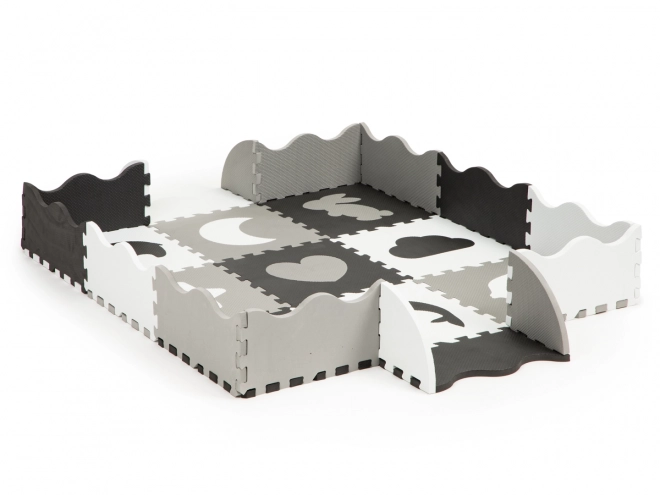 ECOTOYS Pjenaste puzzle Životinje i oblici crno-bijela SX s rubovima