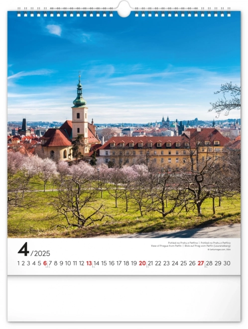 Zidni kalendar Prag 2025, 30 × 34 cm