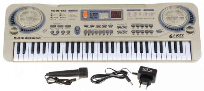 Bežova tipkovnica za djecu 5+ Mikrofon + snimanje + USB MP3 - model br. 811