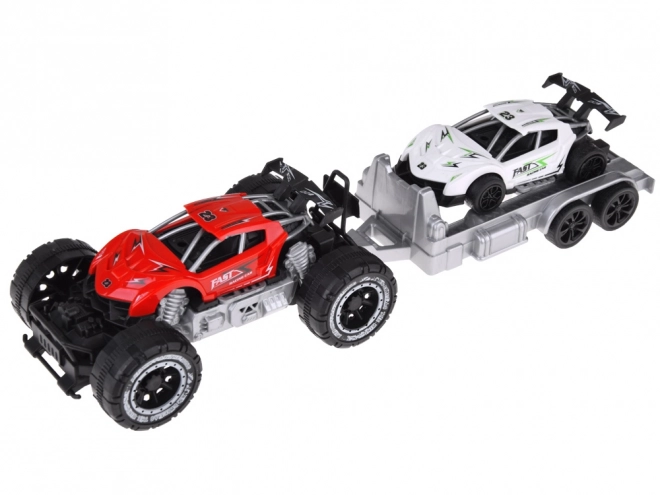 Off-road vozilo s prikolicom i sportskim autom