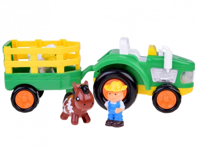 Farmerski traktor s prikolicom i životinjama zvuk + svjetlo ZA5390