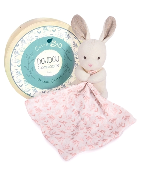 Doudou poklon set - plišana zečica s ružičastom dekicom od BIO pamuka