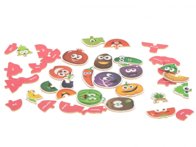 Puzzle s motivima voća i povrća u limenoj kutiji