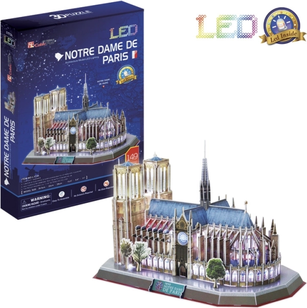 Svjetleća 3D slagalica Katedrala Notre-Dame 149 dijelova