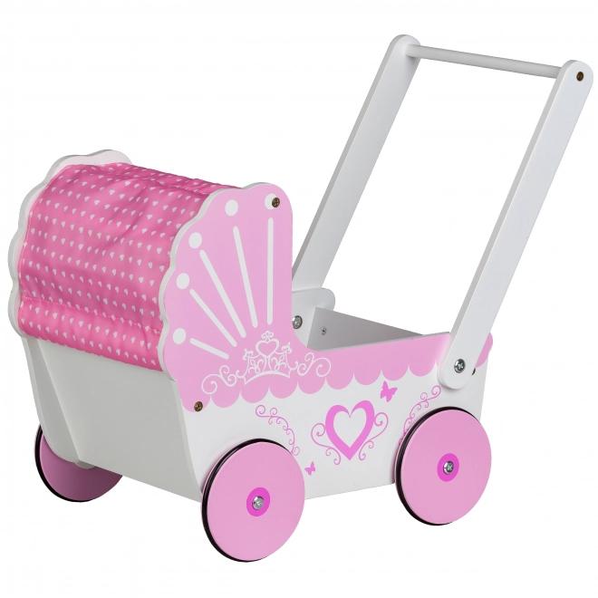 EcoToys Drveni dječji kolica za lutke Pink Heart