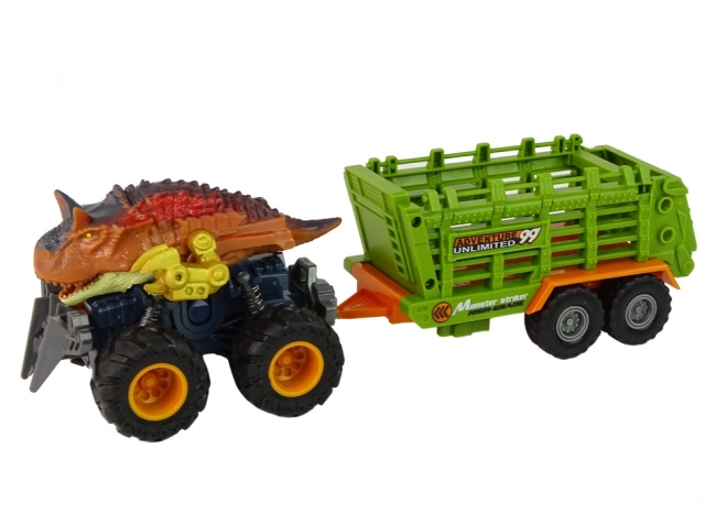 Dinosaurov kamion s prikolicom i 4 figurice dinosaura