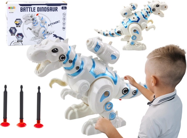 Robotski dinosaur s ispaljivačem strelica bijeli
