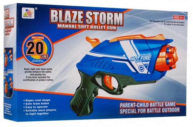 Ručna pištolj za djecu 6+ Blaze Storm Opružni mehanizam + 20 dugih pjenastih metaka