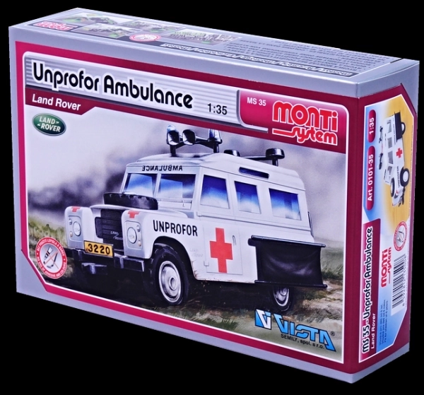 Konstruktorski set Monti System MS 35 Unprofor Ambulance Land Rover 1:35 u kutiji 22x15x6cm