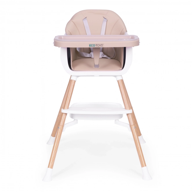 Dječja stolica za hranjenje 2u1 bež Eco Toys