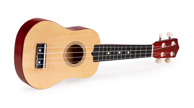 Dječje drveno ukulele s 4 najlonske žice, smeđe ECOTOYS