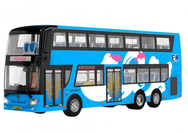 Plavi dvokatni turistički autobus 1:42