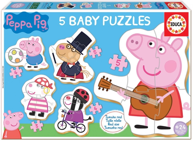 Educa puzzle Praščić Peppa za djecu 2+, 5u1