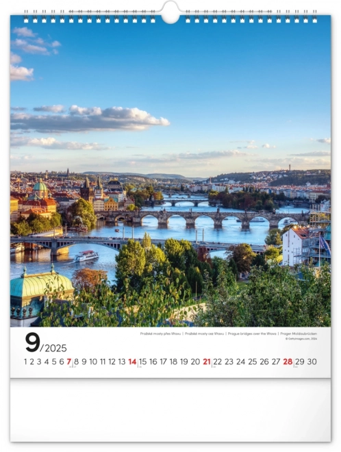 Zidni kalendar Prag 2025, 30 × 34 cm