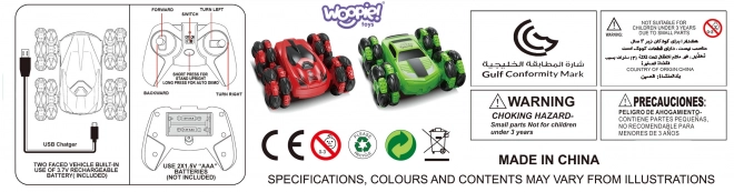 Woopie Zabavno RC vozilo s akrobacijama 360° s daljinskim upravljanjem 2,4 GHz