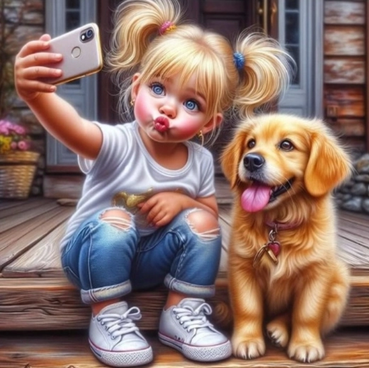 Dijamantno slikanje Selfie sa psićem 30x40 cm