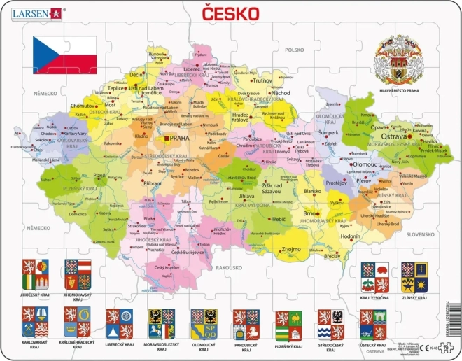 Larsen slagalica Karta Češke Republike s regijama 70 dijelova
