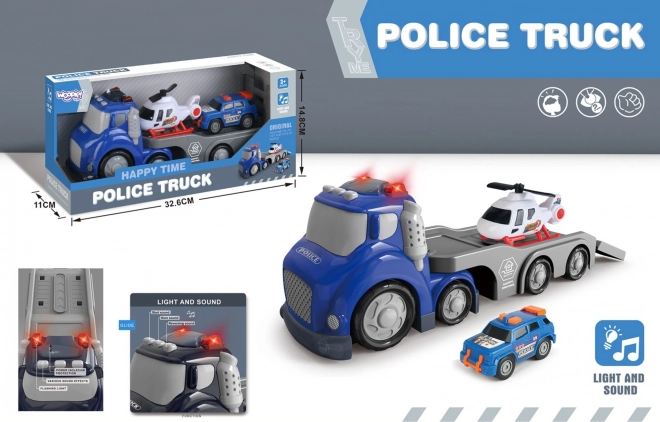 Woopie Plava Policijski Prikolica City Truck s Svjetlosnim i Zvučnim Efektima