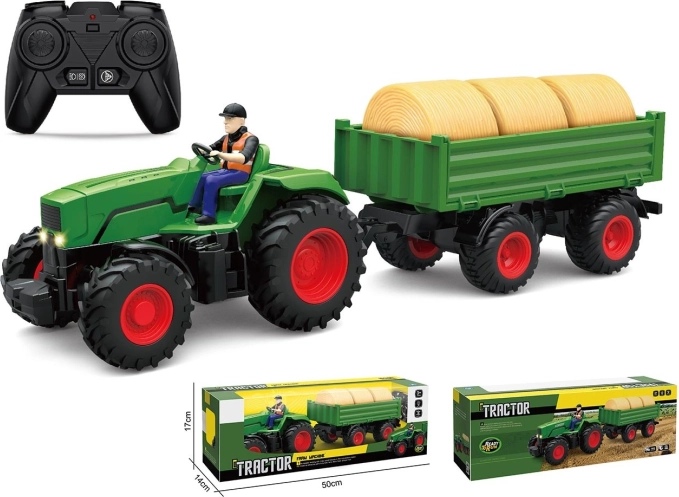 Poljoprivredni traktor na daljinsko upravljanje s prikolicom