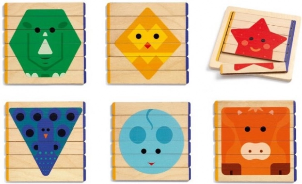 Drvene jednostavne puzzle Šarene životinje