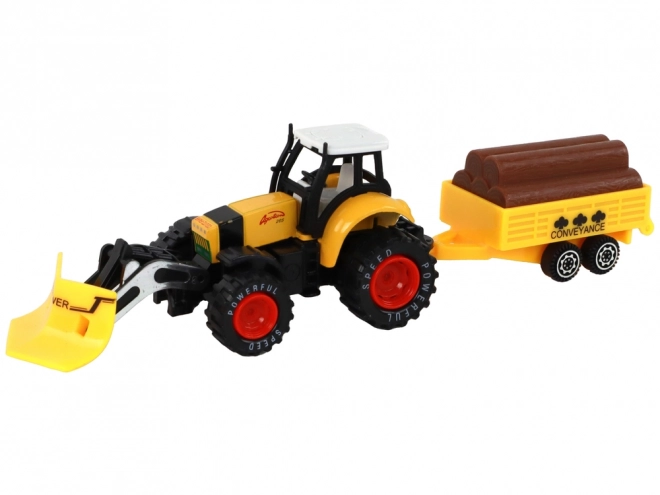Traktor s prikolicom žuti crveni