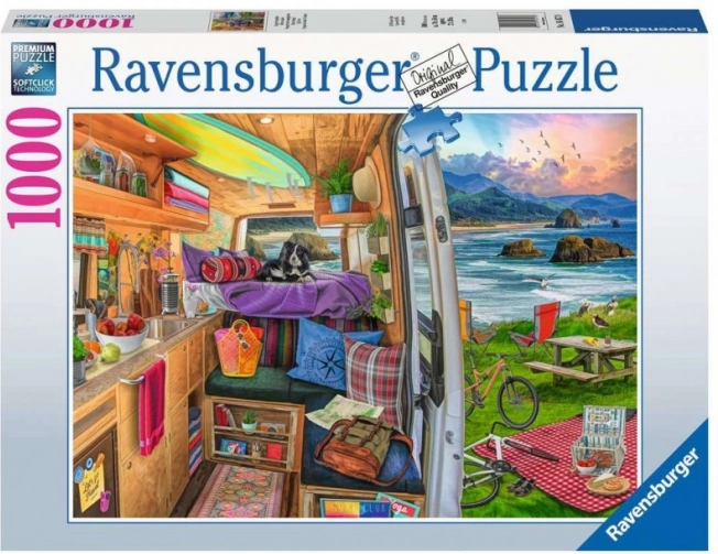 2D puzzle 1000 dijelova Pogled iz kamp-kućice