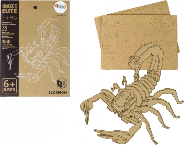 Drvene 3D puzzle škorpion – edukativna slagalica, 35 dijelova