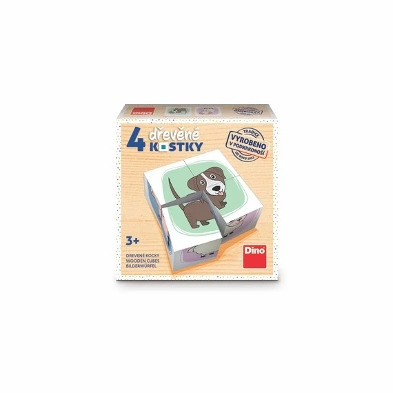 DINO Slagalica s kockama Životinje, 4 kocke