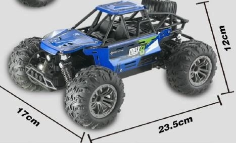 Auto RC buggy terensko plavo 22cm plast 2,4GHz na baterije + punjivi paket u kutiji 32x16x18cm