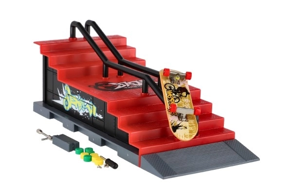 Skatepark - prstni skateboard s rampom plast 8cm s dodacima miješani tipovi u kutiji 28x18cm