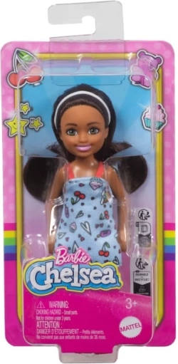 Lutkica BARBIE Chelsea – plava haljinica s raznobojnim otiskom