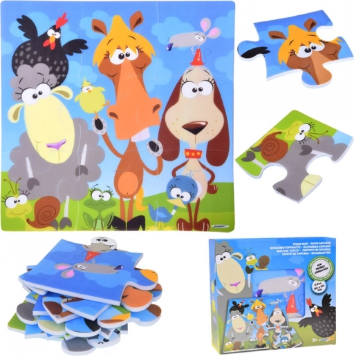 Pjenaste puzzle životinjice – šarena podloga za bebe 90 × 90 cm