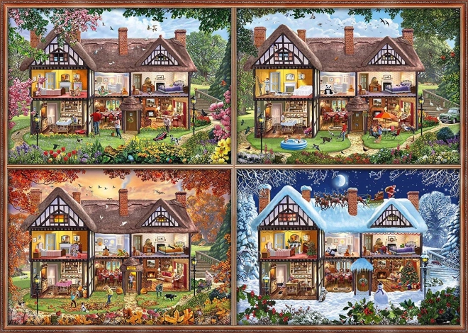 Puzzle Koliba kroz godišnja doba 2000 dijelova