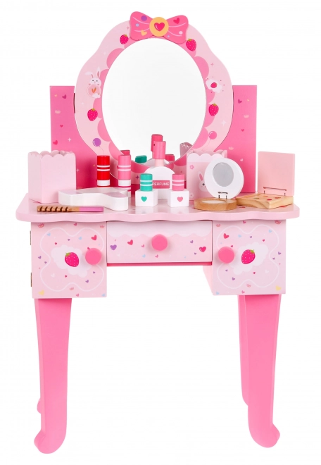 Drveni toaletni stolić sa stolicom za djevojčice Kućni kozmetički salon Make-up + pribor