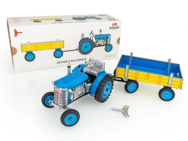Traktor Zetor s prikolicom crveni na ključ metal 28cm Kovap u kutiji