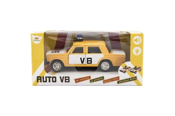 Policijski auto VB kovina/plastika 12cm na povratno navijanje na baterije sa svjetlom i zvukom u kutiji 15x7x7cm
