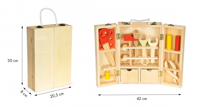 Drveni alat u radioničkoj kutiji, set XXL ECOTOYS