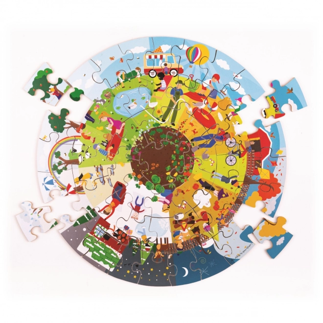 Bigjigs Igračke Okrugle podne puzzle Četiri godišnja doba 50 dijelova