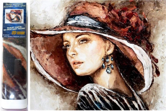 Dijamantno slikanje Dama s šeširom 30x40cm