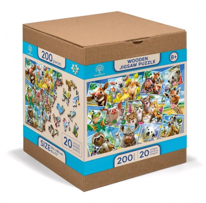 Drvene puzzle s figuricama - razglednica sa životinjama