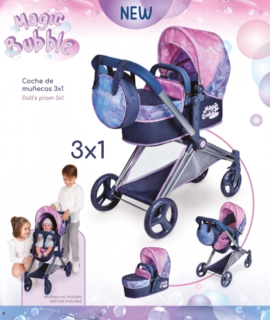 DeCuevas 81776 Sklopiva kolica za lutke 3 u 1 s torbom Magic Bubble 2024 - 73 cm
