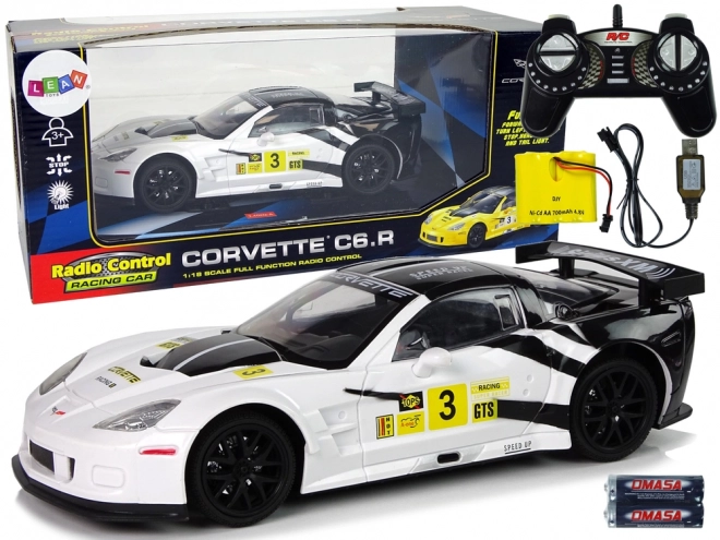 Trkaći sportski auto R/C 1:18 Corvette C6.R Bijeli 2.4 G Svjetla
