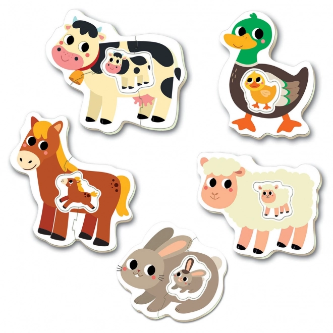 EDUCA Baby puzzle Životinje na farmi s mladima 5u1 (2-4 komada)