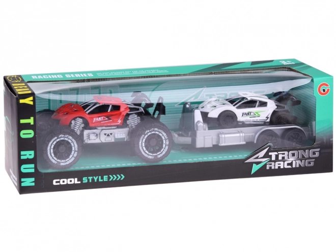 Off-road vozilo s prikolicom i sportskim autom