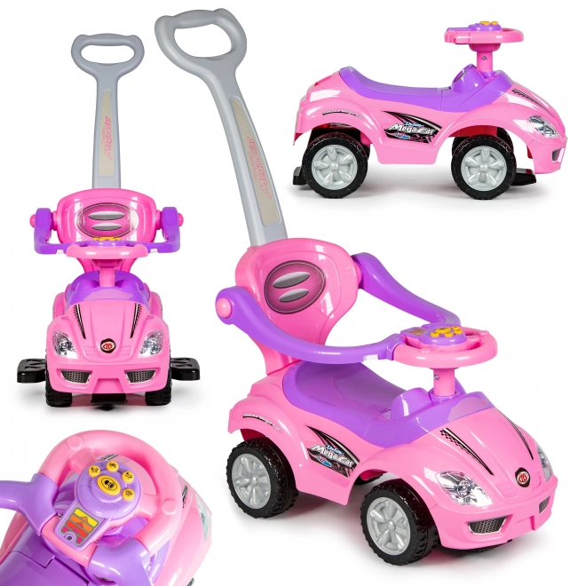ECOTOYS Gurajka sa zvukovima i upravljačkom šipkom Auto roza