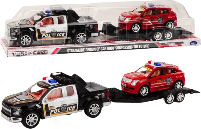 Policijski pickup s vučnom prikolicom i terenskim vozilom