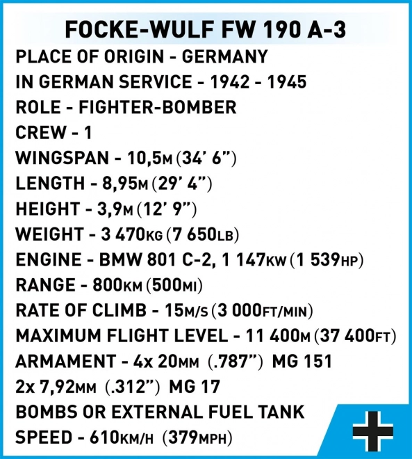Konstruktor Povijesna Kolekcija WWII Focke-Wulf FW 190 A-3 382 kocke