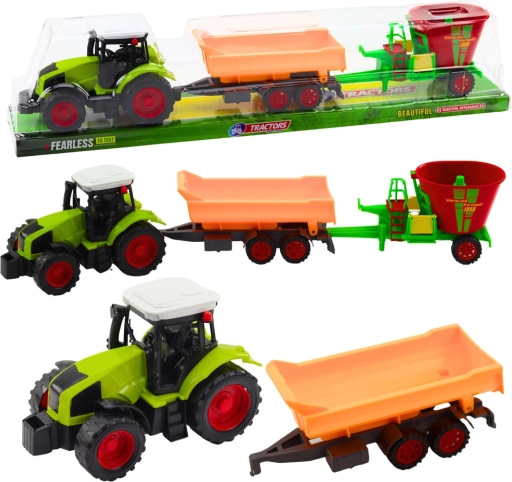 traktor s kipajućom prikolicom i hranilicom – set za male farmere
