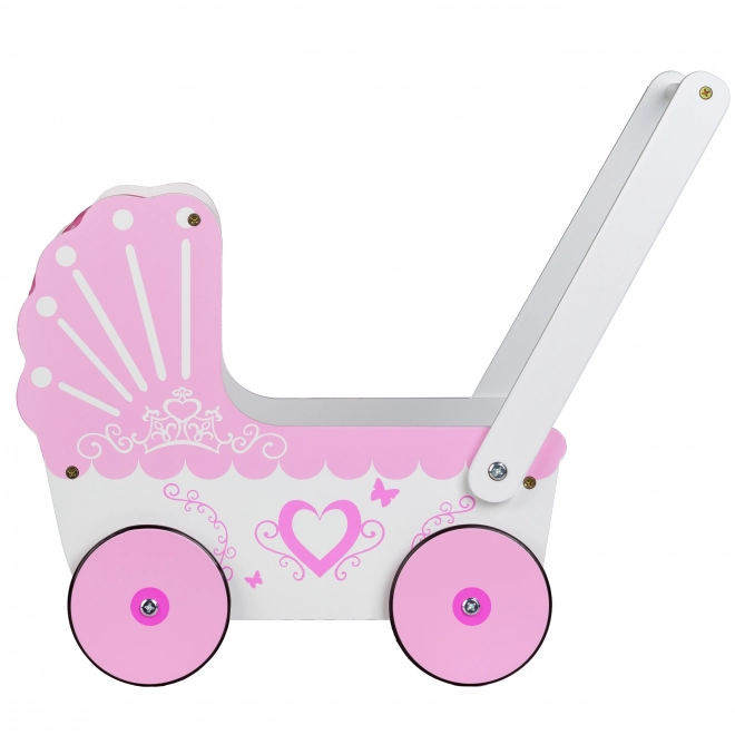 EcoToys Drveni dječji kolica za lutke Pink Heart